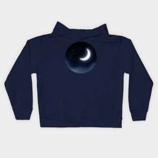 Crescent Moon in the starry sky Kids Hoodie